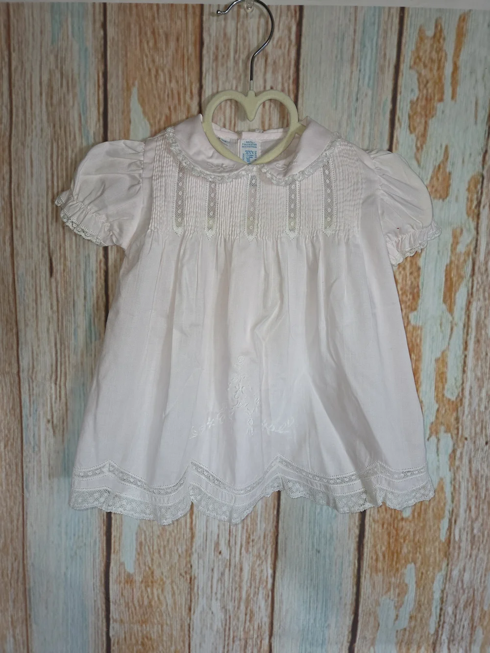 Feltman Brothers Classic Pink Baby Dress with Lace Trim Embroidered Details 6m